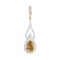 Teardrop Citrine and CZ Pendant. Certified 585 (14kt) Rose Gold, Rhodium Detailing