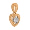 Ridged Heart Pendant with Illusion Set Diamond - Angle 2