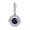 Sapphire with Diamond Halo Pendant. Certified 585 (14kt) Rose Gold, Rhodium Detailing