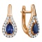 Old World Style Sapphire and Diamond Earrings. Hypoallergenic Cadmium-free 585 (14K) Rose Gold