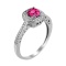 Madagascar Ruby and Diamond Scrollwork Ring. Certified 585 (14kt) White Gold, Rhodium Finish