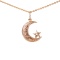 Floral Ornament Star and Crescent Pendant. Certified 585 (14kt) Rose Gold