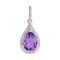 Amethyst and CZ Teardrop-shaped Pendant. 585 Rose Gold with Rhodium. 'Empress' Series