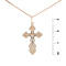Trefoil Orthodox Cross - Save and Protect Cross. Certified 585 (14kt) Rose and White Gold