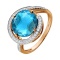 Feast-Worthy Blue Topaz and Diamond Ring. Hypoallergenic Cadmium-free 585 (14K) Rose Gold