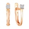 'Illusion' Set Diamond Austere Earrings. Certified 585 (14kt) Rose Gold, Rhodium Detailing