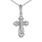 CZ Orthodox Cross for Her. Certified 585 (14kt) White Gold, Rhodium Finish
