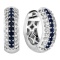 Diamond and Sapphire Striped Huggie Earrings. Tested 585 (14K) White Gold, Rhodium Finish