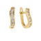 Channel-set CZ Curved Earrings. Certified 585 (14kt) Yellow Gold