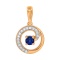 Circle Pendant with Diamond and Sapphire Tendril. Hypoallergenic Cadmium-free 585 (14K) Rose Gold