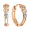 Diamond Multi-heart Huggie Earrings for Babies. Certified 585 (14kt) Rose Gold, Rhodium Detailing