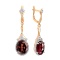 Czech Garnet and CZ Cocktail Earrings. 585 (14kt) Rose Gold, Rhodium Detailing