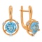 Earrings Featuring 2 Blue Topazes and 6 Diamonds. Hypoallergenic 585 Rose Gold, Rhodium Detailing