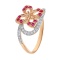 Ruby and Diamond Flower Ring. 585 (14kt) Rose Gold, Rhodium Detailing