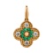 Emerald and Diamond Four-leaf Clover Pendant. Hypoallergenic Cadmium-free 585 (14K) Rose Gold