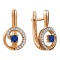 Circle Earrings with Diamond and Sapphire Tendril. Hypoallergenic Cadmium-free 585 (14K) Rose Gold