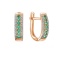 Emerald and Diamond Striped Earrings. Certified 585 (14kt) Rose Gold, Rhodium Detailing