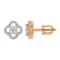 Petal-shaped Ear Studs Featuring 42 Diamonds. 585 (14K) Rose and White Gold, Screw Backs