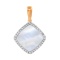 Pendant with Mother-of-Pearl in a Diamond Contour. Hypoallergenic 585 Rose Gold, Rhodium Detailing