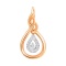 Diamond Drop Pendant. Certified 585 (14kt) Rose Gold, Rhodium Detailing