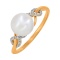 Ring with 8mm Cultured Pearl and 28 Diamonds. Hypoallergenic 585 Rose Gold, Rhodium Detailing