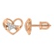 Diamond Stud Earrings 'Sweet Hearts'. Hypoallergenic 585 (14K) Rose Gold, Screw Backs