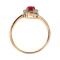 Pure Classic Ring with Ruby and Diamonds. Hypoallergenic 585 Rose Gold, Rhodium Detailing. View 4