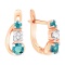'Aiguillette' Leverback Earrings for Children. Certified 585 (14kt) Rose Gold, Blue Topaz-like CZ