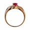 Ring with Hot Ruby and 45 Diamonds. Hypoallergenic 585 Rose Gold, Rhodium Detailing. View 4