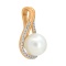 Pendant  with 7.5mm Cultured Pearl and 32 Diamonds. Hypoallergenic 585 Rose Gold, Rhodium Detailing. View 2