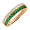 Glamorous Gold Ring with Emeralds and Diamonds. Hypoallergenic Cadmium-free 585 (14K) Rose Gold