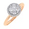 Designer Diamond Cluster Engagement Ring. 585 (14kt) Rose Gold, Rhodium Detailing