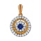Pendant Featuring Sapphire and 34 Diamonds. Tested 585 (14K) Rose and White Gold