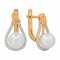 Sparkle Earrings with 7.5mm Pearls and 64 Diamonds. Hypoallergenic 585 Rose Gold, Rhodium Detailing