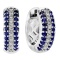 Sapphire and Diamond Striped Huggie Earrings. Tested 585 (14K) White Gold, Rhodium Finish