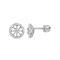 Diamond Water Hyacinth Flower Ear Studs. Certified 585 (14kt) White Gold, Screw Backs