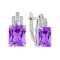 Emerald-cut Amethyst and Diamond Earrings. Certified 585 (14kt) White Gold