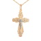 Four-Pointed Orthodox Cross. Certified 585 (14kt) Rose and White Gold
