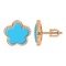 Flora-inspired Turquoise and Diamond Studs. Hypoallergenic 585 (14K) Rose Gold, Screw Backs