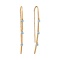Threader Earrings with Hanging Blue Topazes. Hypoallergenic 585 Rose Gold, Rhodium Detailing