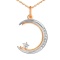 CZ Islamic Crescent Pendant. Certified 585 (14kt) Rose Gold, Rhodium Detailing