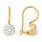 Rose Gold Water-clear CZ French Wire Earrings. Certified 585 (14kt) Rose Gold, Rhodium Detailing