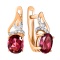 Rhodolite and Diamond Leverback Earrings. Certified 585 (14kt) Rose Gold, Rhodium Detailing
