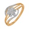Rosebud Motif Engagement Ring with 41 Diamonds. Tested 585 (14K) Rose and White Gold