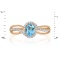 'Fusion of Emotions' Blue Topaz and Diamond Ring. Hypoallergenic 585 Rose Gold, Rhodium Detailing. View 2