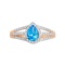 Blue Topaz Diamond Triple Shank Ring. View 2
