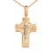 Orthodox Crucifix Pendant with St. Nicholas Icon. Reversible Cross in 585 Rose and White Gold