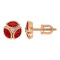Marquise-shaped Ruby and Round Diamond Studs. Hypoallergenic 585 (14K) Rose Gold, Screw Backs