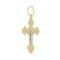 Russian lace-inspired Orthodox cross pendant in 14kt yellow and white gold. View 2