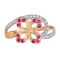 Ruby and Diamond Flower Ring. View 3